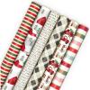 Hallmark Rustic Christmas Wrapping Paper Rolls with Cutlines on Reverse (6 Rolls: 180 Sq. Ft. Total) Red Barn, Truck, Sled, Black Plaid, Gray and Stripes(Rustic Christmas)