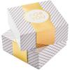 Hallmark Small Gift Boxes with Wrap Band (2-Pack: Gray Geometric, Gold “Enjoy!”) 4 inch Boxes for Weddings, Graduations, Engagements, Birthdays, Housewarmings, Wrapped Treats and Cookies(White and Gold)