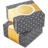 Hallmark Small Gift Boxes with Wrap Band (2-Pack: Gray Geometric, Gold “Enjoy!”) 4 inch Boxes for Weddings, Graduations, Engagements, Birthdays, Housewarmings, Wrapped Treats and Cookies(Gray and Gold)