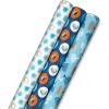 Hallmark Tree of Life Hanukkah Wrapping Paper with Cutlines on Reverse (3 Rolls: 120 Sq. Ft. Total) Blue and Gold Star of David, Menorahs, Candles, Dreidels(1 roll (Pack of 3))