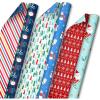 Hallmark Trendy Reversible Christmas Wrapping Paper for Kids (3 Rolls: 120 sq. ft. ttl) Dinosaurs, Koalas, Polar Bears, Penguins, Camels, Zebras, Stripes(Snowmen  Stripes  Trees  Skiing Santa  Zebras  Hedgehogs  Penguins)