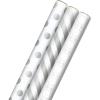 Hallmark Wrapping Paper Rolls for Weddings, Bridal Showers, Birthdays – Silver and White Gift Wrap Paper (Set of 3 Rolls: 105 sq. ft. ttl.) Polka Dots, Stripes, Geometric Shapes(Metallic White and Silver)