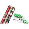 Scotch Hallmark Christmas Wrapping Paper Rolls Magic Tape (Set of 3 Gift Wrap Rolls with 6 Rolls of Tape) Vintage Holiday Designs – Dancing Santa, Snowman, Merry, Jolly, Happy, Peace
