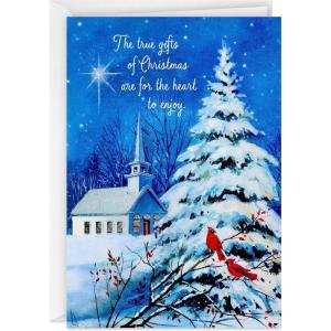 Dayspring Religious Christmas Cards (16 Cards and Envelopes) Winter Church(Winter Church Religious Holiday Cards)
