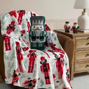 Hallmark – Decorative Throw Pillow for Couch or Bed, Holiday Home Décor, 8″ x 16″, (Sherpa Stocking, Red)(Nutcracker)