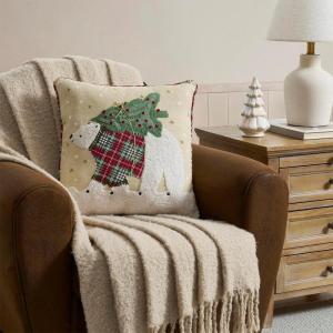 Hallmark – Decorative Throw Pillow for Couch or Bed, Holiday Home Décor, 8″ x 16″, (Sherpa Stocking, Red)(Polar Bear)