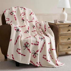 Hallmark – Throw Blanket, Soft & Plush Holiday Throw, Oversized Throw for Couch or Bed (Nutcracker, 50″ x 70″, Red/Green)(Candy Canes)