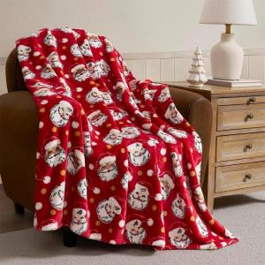 Hallmark – Throw Blanket, Soft & Plush Holiday Throw, Oversized Throw for Couch or Bed (Nutcracker, 50″ x 70″, Red/Green)(Santa Claus)
