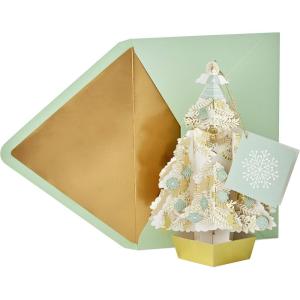 Hallmark 0899XSO1002 Christmas Pop Up Card with Light and Song (Displayable Dimensional Thomas Kinkade House Plays We Wish You a Merry Christmas), Snowy House(Elegant Christmas Tree)