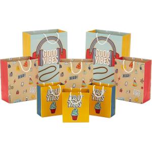 Hallmark 13″ Large Birthday Gift Bag Bundle (3 Bags: Rainbow Confetti Cake, Plaid, Solid Teal Blue)(Retro Good Vibes)