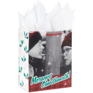 Hallmark 13″ Large Elf Gift Bag with Tissue Paper (Movie Quote: “The Best Way to Spread Christmas Cheer…”) for Kids, Grandchildren, Adults(A Christmas Story)