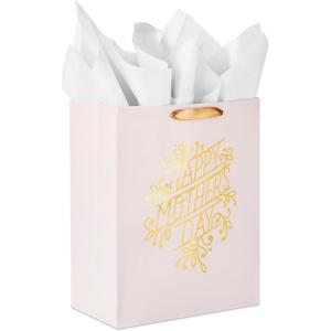 Hallmark 13″ Large Mother’s Day Gift Bag with Tissue Paper (Blush Pink and Gold) for Mom, Grandma, Nana, Mom Squad(Blush Pink with Gold)