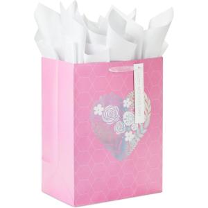 Hallmark 13″ Large Mother’s Day Gift Bag with Tissue Paper (Blush Pink and Gold) for Mom, Grandma, Nana, Mom Squad(Pink with Floral Heart)
