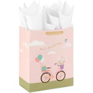 Hallmark 13″ Large Mother’s Day Gift Bag with Tissue Paper (Have A Beautiful Day Bicycle and Balloons) for Birthdays,Bridal Showers and More(Bicycle and Balloons)