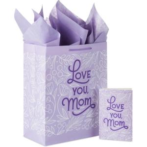 Hallmark 13″ Large Mother’s Day Gift Bag with Tissue Paper and Card (Love You Mom, Lavender, Modern Flowers)(Love You Mom)
