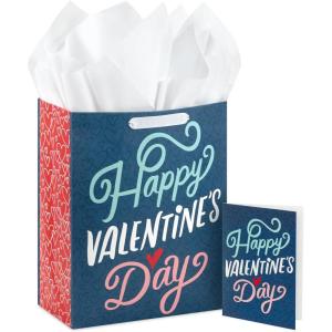 Hallmark 13″ Large Valentine’s Day Gift Bag with Card and Tissue Paper (Blue Happy Valentine’s Day)(Blue Happy Valentine’s Day)