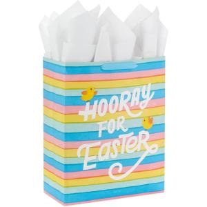 Hallmark 15″ Extra Large Easter Gift Bag with Tissue Paper (Happy Easter, Polka Dots) for Easter Baskets, Easter Egg Hunts and Kids Presents(Hooray for Easter)
