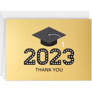 Hallmark 2025 Bulk Graduation Thank You Cards, Black and Gold (40 Count with Envelopes) for Grad Announcements, Invitations, Thanks(2023 Grad)
