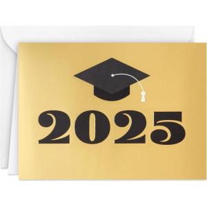 Hallmark 2025 Bulk Graduation Thank You Cards, Black and Gold (40 Count with Envelopes) for Grad Announcements, Invitations, Thanks(2025 Grad)