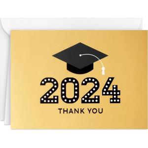 Hallmark 2025 Bulk Graduation Thank You Cards, Black and Gold (40 Count with Envelopes) for Grad Announcements, Invitations, Thanks(Classic)