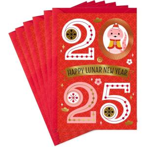 Hallmark 2025 Chinese New Year Card Pack (6 Cards with Envelopes) Year of the Snake(Pack of 6)