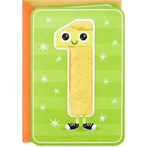 Hallmark 4th Birthday Card for Kids (Fuzzy Number)(1 Year Old)