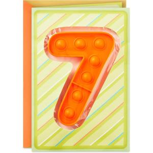 Hallmark 7th Birthday Card for Kids with Detachable Pop It! Toy