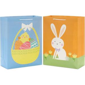 Hallmark 9″ Medium Easter Gift Bag Bundle (4 Bags: Happy Easter, Stripes, Eggs, Bunny) for Kids, Grandchildren, Nieces, Nephews(1 Count (Pack of 2))