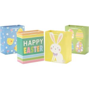 Hallmark 9″ Medium Easter Gift Bag Bundle (4 Bags: Happy Easter, Stripes, Eggs, Bunny) for Kids, Grandchildren, Nieces, Nephews(1 Count (Pack of 4))