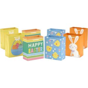 Hallmark 9″ Medium Easter Gift Bag Bundle (4 Bags: Happy Easter, Stripes, Eggs, Bunny) for Kids, Grandchildren, Nieces, Nephews(1 Count (Pack of 8))