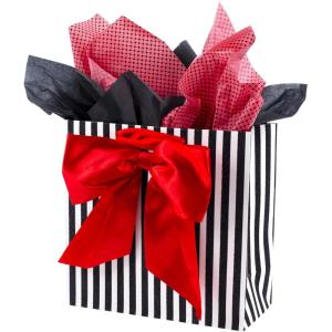 Hallmark 9″ Medium Gift Bag with Tissue Paper (All-Star Dad) for Father’s Day, Birthdays, Valentine’s Day(Black and White Stripes)