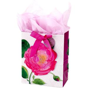 Hallmark 9″ Medium Gift Bag with Tissue Paper (Bright Flowers) for Easter, Birthdays, Bridal Showers, Weddings, Baby Showers, Mother’s Day(Pink Rose)