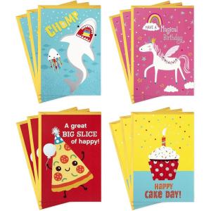 Hallmark All Occasion Boxed Greeting Card Assortment for Kids (Pack of 48) – for Birthdays, Encouragement, Thank You(Shark and Unicorn)