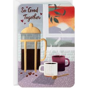 Hallmark Anniversary Greeting Card for a Couple (Birds and Flowers)(Coffee  So Good Together)