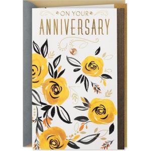 Hallmark Anniversary Greeting Card for a Couple (Birds and Flowers)(Loving Wishes)