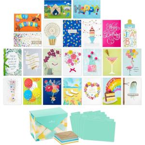 Hallmark Assorted Boxed Christmas Cards Set (Pack of 24 Handmade Holiday Cards with Envelopes) (1XPX1975)(Watercolor)