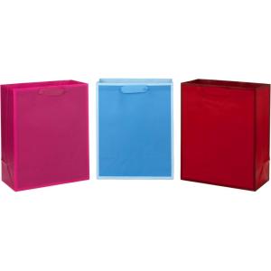 Hallmark Assorted Gift Bags (8 Bags: 3 Small 6″, 3 Medium 9″, 2 Large 13″) Solid Pink, Blue, Green, Yellow, Red(Large (Pack of 3))