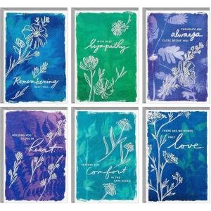Hallmark Assorted Sympathy Cards (36 Cards with Envelopes) Blue and Green Flower Assortment