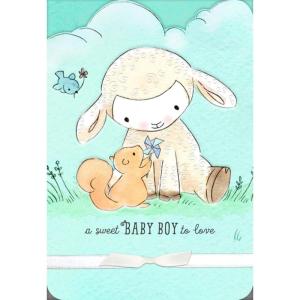 Hallmark Baby Shower Card for Boy (Little Lamb) Welcome New Baby Boy, Congratulations