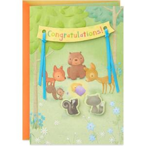 Hallmark Baby Shower Card for New Parents (Animals in the Woods) Welcome New Baby, Congratulations, Gender Reveal(Animals in the Woods)