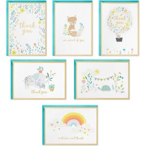 Hallmark Baby Shower Thank You Cards Assortment, Animals and Flowers (24 Cards with Envelopes for Baby Boy or Baby Girl) Elephant, Fox, Rabbit