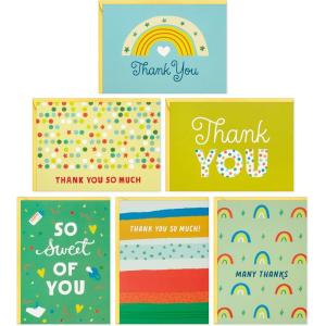 Hallmark Baby Shower Thank You Note Assortment (48 Blank Cards with Envelopes) Rainbows, Stars, Blue, Yellow, Green