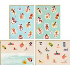 Hallmark Beach Note Card Assortment (48 Blank Cards with Envelopes) for Summer Birthdays, Pool Party Invitations, Bachelorette Party Thank Yous
