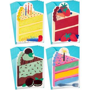 Hallmark Birthday Cake Card Assortment (16 Blank Cards with Envelopes, 4 Designs) for Kids, Grandchildren, Coworkers