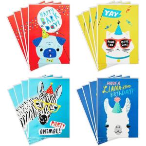 Hallmark Birthday Cards Assortment, 16 Cards with Envelopes (Party Animals)(Party Animals)