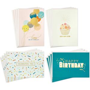 Hallmark Birthday Cards Assortment, Balloons, Cake, Flowers (12 Cards with Envelopes)(Multicolor)