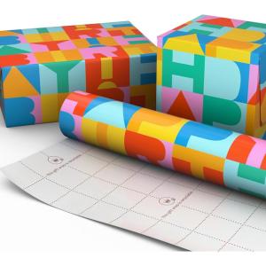 Hallmark Birthday Wrapping Paper Mini Roll (Rainbow Block Letters) for Kids Birthday – 40 Sq. Ft.(Wrapping Paper Mini Roll)