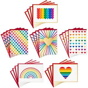 Hallmark Blank Cards Assortment, Rainbow Hearts (24 Cards with Envelopes)