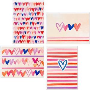 Hallmark Blank Cards Assortment for Valentines Day (48 Cards and Envelopes Pack), Watercolor Hearts