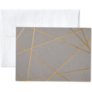 Hallmark Blank Cards, Gold Foil Lines (10 Cards with Envelopes)